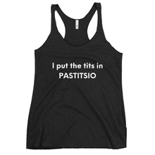 Load image into Gallery viewer, Women's Racerback Tank: PASTITSIO-White