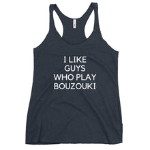 Load image into Gallery viewer, Women's Racerback Tank: Bouzouki Love-White