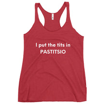 Load image into Gallery viewer, Women's Racerback Tank: PASTITSIO-White