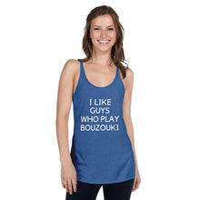 Load image into Gallery viewer, Women's Racerback Tank: Bouzouki Love-White