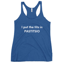 Load image into Gallery viewer, Women's Racerback Tank: PASTITSIO-White