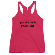 Load image into Gallery viewer, Women's Racerback Tank: PASTITSIO-Black