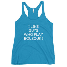 Load image into Gallery viewer, Women's Racerback Tank: Bouzouki Love-White