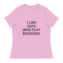 Cargar imagen en el visor de la galería, Women's Relaxed T-Shirt: Bouzouki Love Black Font