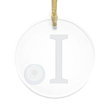 Load image into Gallery viewer, Greek Monogram Acrylic Ornament: I-Iota Blue Letter with Watercolor Mati Design
