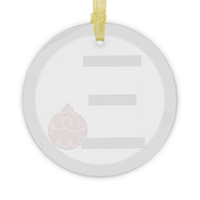 Load image into Gallery viewer, Greek Monogram Glass Ornament: Ξ-Xi Green Letter With Red Ornament Design
