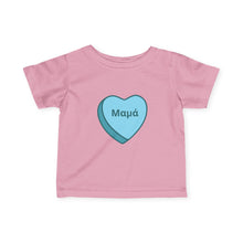 Load image into Gallery viewer, Conversation Heart Name Infant Fine Jersey Tee – Blue Heart
