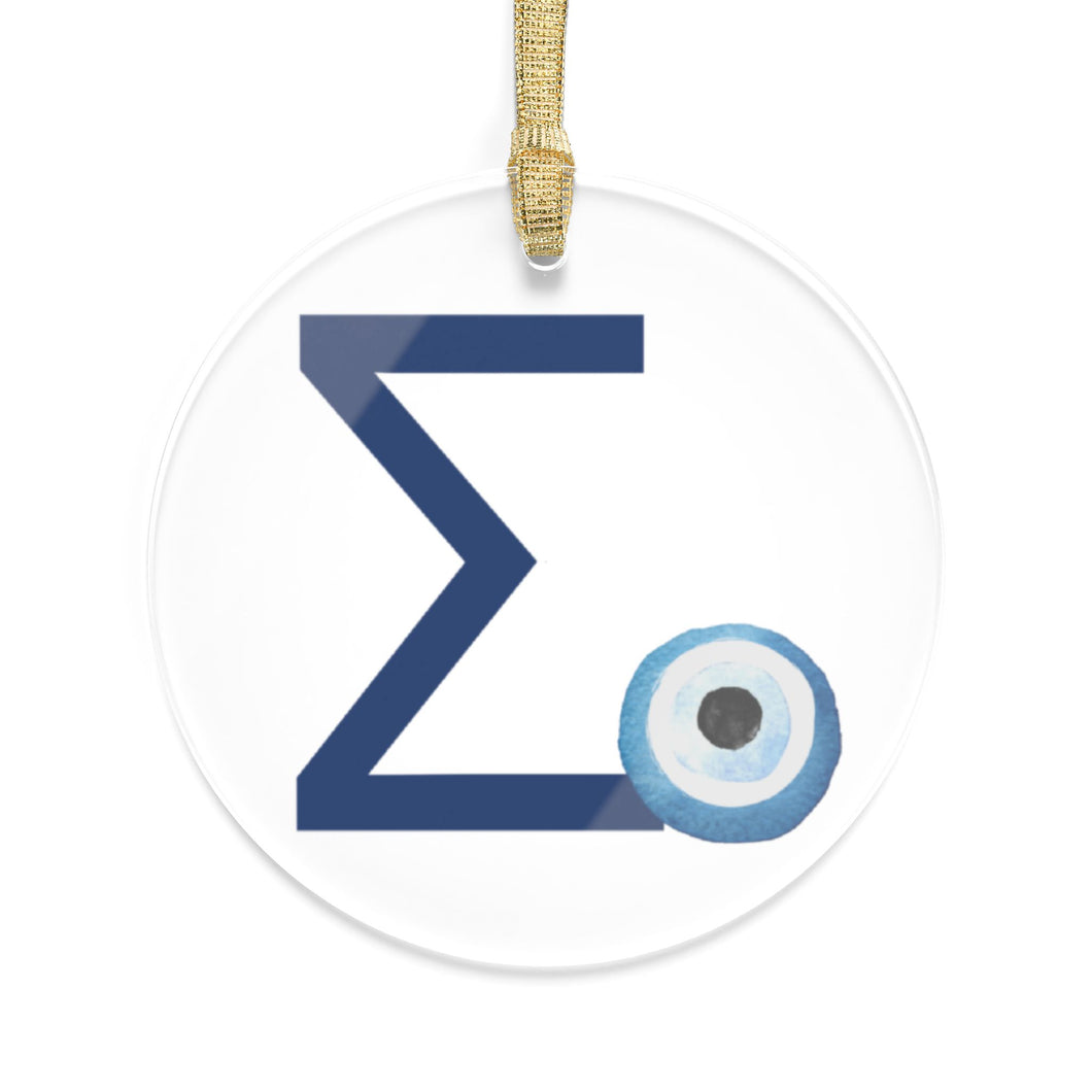 Acrylic Ornaments: Σ Sigma with Watercolor Mati