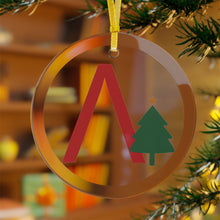 Load image into Gallery viewer, Greek Monogram Glass Ornament: Λ-Lambda Red Letter With Green Christmas Tree Design
