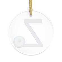 Load image into Gallery viewer, Greek Monogram Acrylic Ornament: Z-Zeta Blue Letter with Watercolor Mati Design
