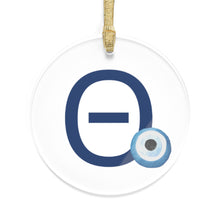 Load image into Gallery viewer, Greek Monogram Acrylic Ornament: Θ-Theta Blue Letter with Watercolor Mati Design
