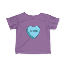 Load image into Gallery viewer, Conversation Heart Name Infant Fine Jersey Tee – Blue Heart
