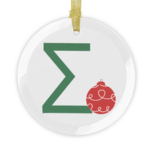 Load image into Gallery viewer, Greek Monogram Glass Ornament: Σ-Sigma Green Letter With Ornament Design
