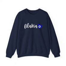 Load image into Gallery viewer, Unisex Heavy Blend™ Crewneck Sweatshirt: Filakia Mati Heart- White Font
