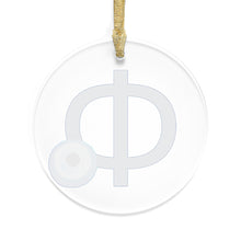 Load image into Gallery viewer, Greek Monogram Acrylic Ornament: Φ-Phi Blue Letter with Watercolor Mati Design
