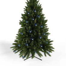 Load image into Gallery viewer, Greek Monogram Acrylic Ornament: M-Mu Blue Letter with Watercolor Mati Design
