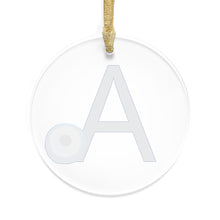 Load image into Gallery viewer, Greek Monogram Acrylic Ornament: A-Alpha Blue Letter with Watercolor Mati Design
