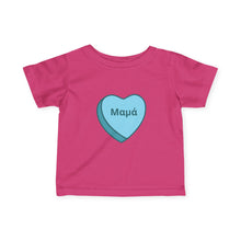 Load image into Gallery viewer, Conversation Heart Name Infant Fine Jersey Tee – Blue Heart
