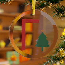 Load image into Gallery viewer, Greek Monogram Glass Ornament: Γ-Gamma Red Letter With Green Christmas Tree Design

