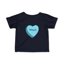 Load image into Gallery viewer, Conversation Heart Name Infant Fine Jersey Tee – Blue Heart

