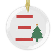 Load image into Gallery viewer, Greek Monogram Glass Ornament: Ξ-Xi Red Letter With Green Christmas Tree Design

