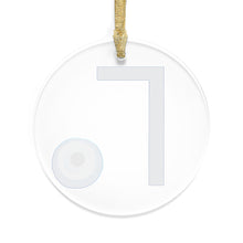 Load image into Gallery viewer, Greek Monogram Acrylic Ornament: Γ-Gamma Blue Letter with Watercolor Mati Design
