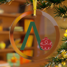Load image into Gallery viewer, Greek Monogram Glass Ornament: Λ-Lambda Green Letter With Red Ornament Design
