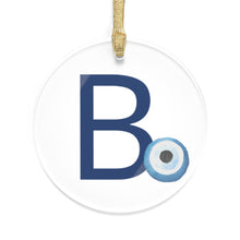 Load image into Gallery viewer, Greek Monogram Acrylic Ornament: B-Beta Blue Letter with Watercolor Mati Design
