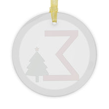 Load image into Gallery viewer, Greek Monogram Glass Ornament: Σ-Sigma Red Letter With Green Christmas Tree Design
