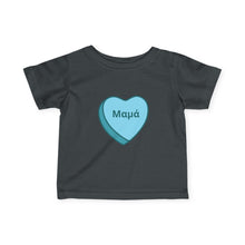 Load image into Gallery viewer, Conversation Heart Name Infant Fine Jersey Tee – Blue Heart
