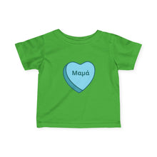 Load image into Gallery viewer, Conversation Heart Name Infant Fine Jersey Tee – Blue Heart
