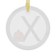 Load image into Gallery viewer, Greek Monogram Glass Ornament: Χ-Chi Green Letter With Red Ornament Design
