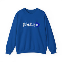Load image into Gallery viewer, Unisex Heavy Blend™ Crewneck Sweatshirt: Filakia Mati Heart- White Font
