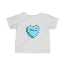 Load image into Gallery viewer, Conversation Heart Name Infant Fine Jersey Tee – Blue Heart
