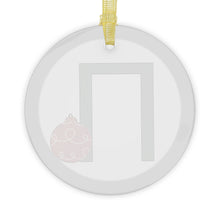 Load image into Gallery viewer, Greek Monogram Glass Ornament: Π-Pi Green Letter With Red Ornament Design
