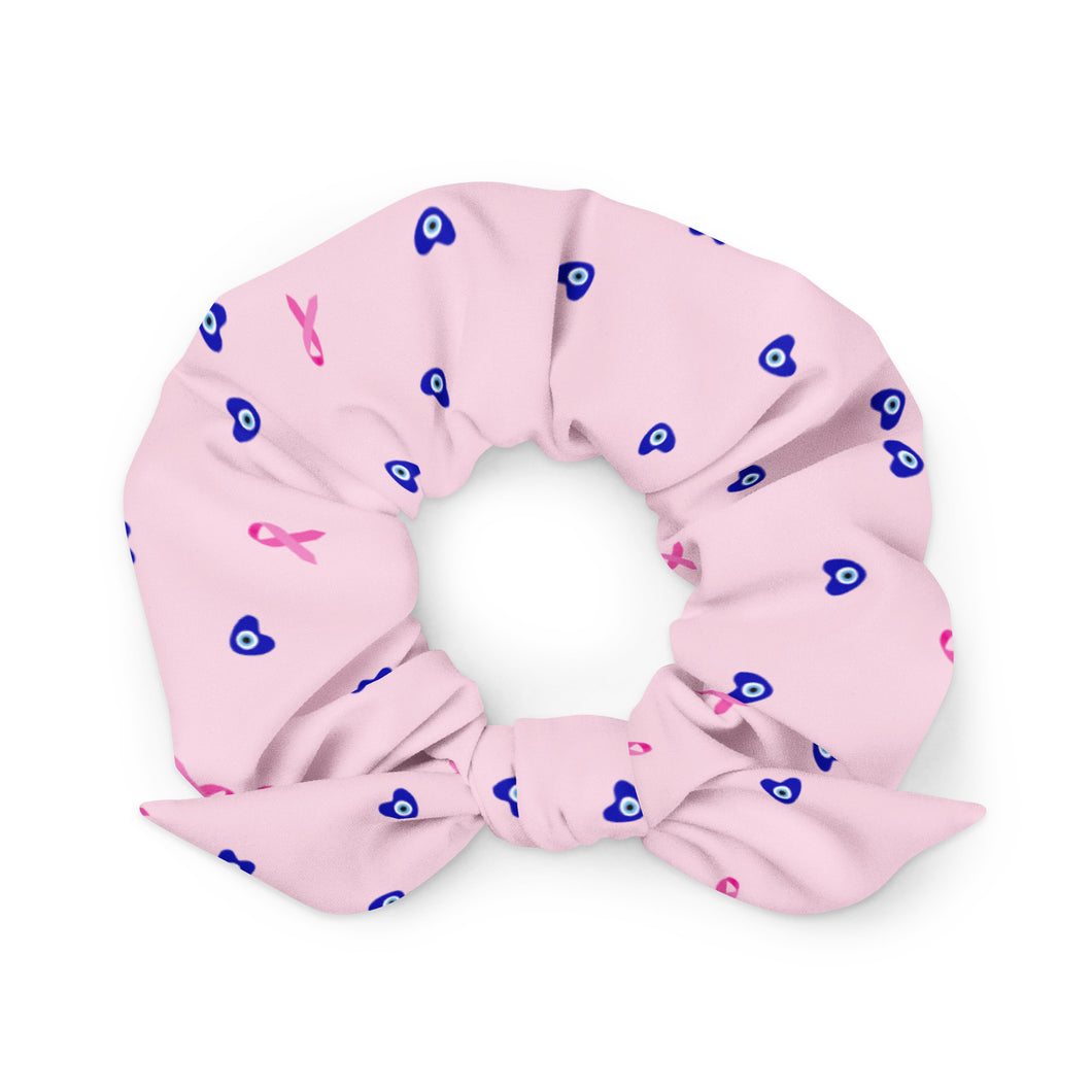 Scrunchie: Mati Heart Breast Cancer Ribbon-Light Pink
