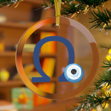Load image into Gallery viewer, Ω-OMEGA: Greek Monogram Glass Ornament
