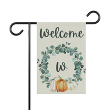 Load image into Gallery viewer, Garden Flag: Monogram Wreath Pumpkin-W
