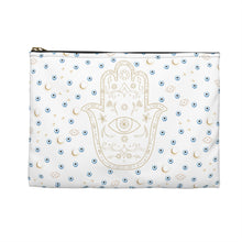 Load image into Gallery viewer, Accessory Pouch: Watercolor Mati with Gold Hamsa
