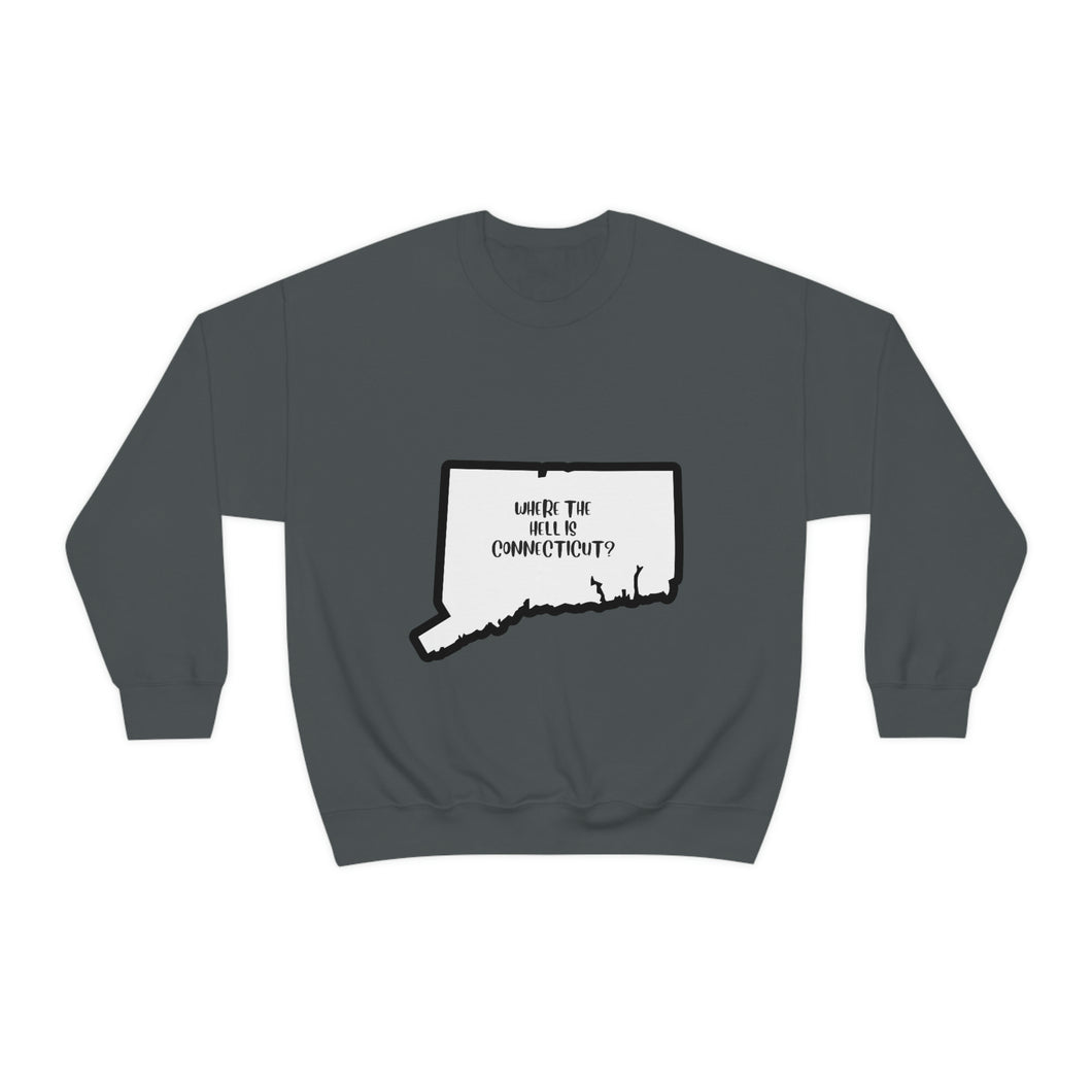 Unisex Heavy Blend™ Crewneck Sweatshirt: WHERE THE HELL IS CT?-Black