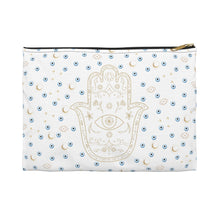 Load image into Gallery viewer, Accessory Pouch: Watercolor Mati with Gold Hamsa
