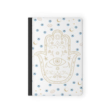 Cargar imagen en el visor de la galería, Passport Cover: Watercolor Mati with Gold Hamsa-White
