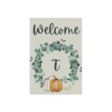 Load image into Gallery viewer, Garden Flag: Monogram Wreath Pumpkin-T
