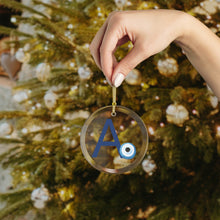 Load image into Gallery viewer, Greek Monogram Glass Ornament: A-ALPHA
