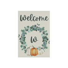 Load image into Gallery viewer, Garden Flag: Monogram Wreath Pumpkin-W
