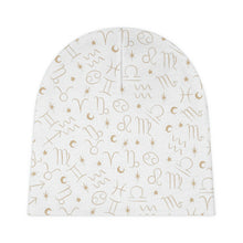 Load image into Gallery viewer, Baby Beanie: Gold Zodiac Sign Pattern
