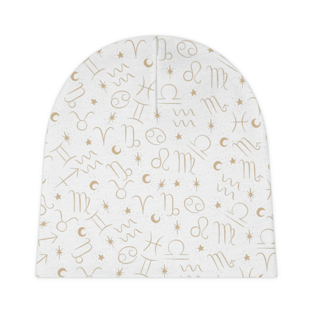Baby Beanie: Gold Zodiac Sign Pattern