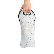 Cargar imagen en el visor de la galería, Wine Tote Bag: Gold Hamsa with Watercolor Mati Pattern
