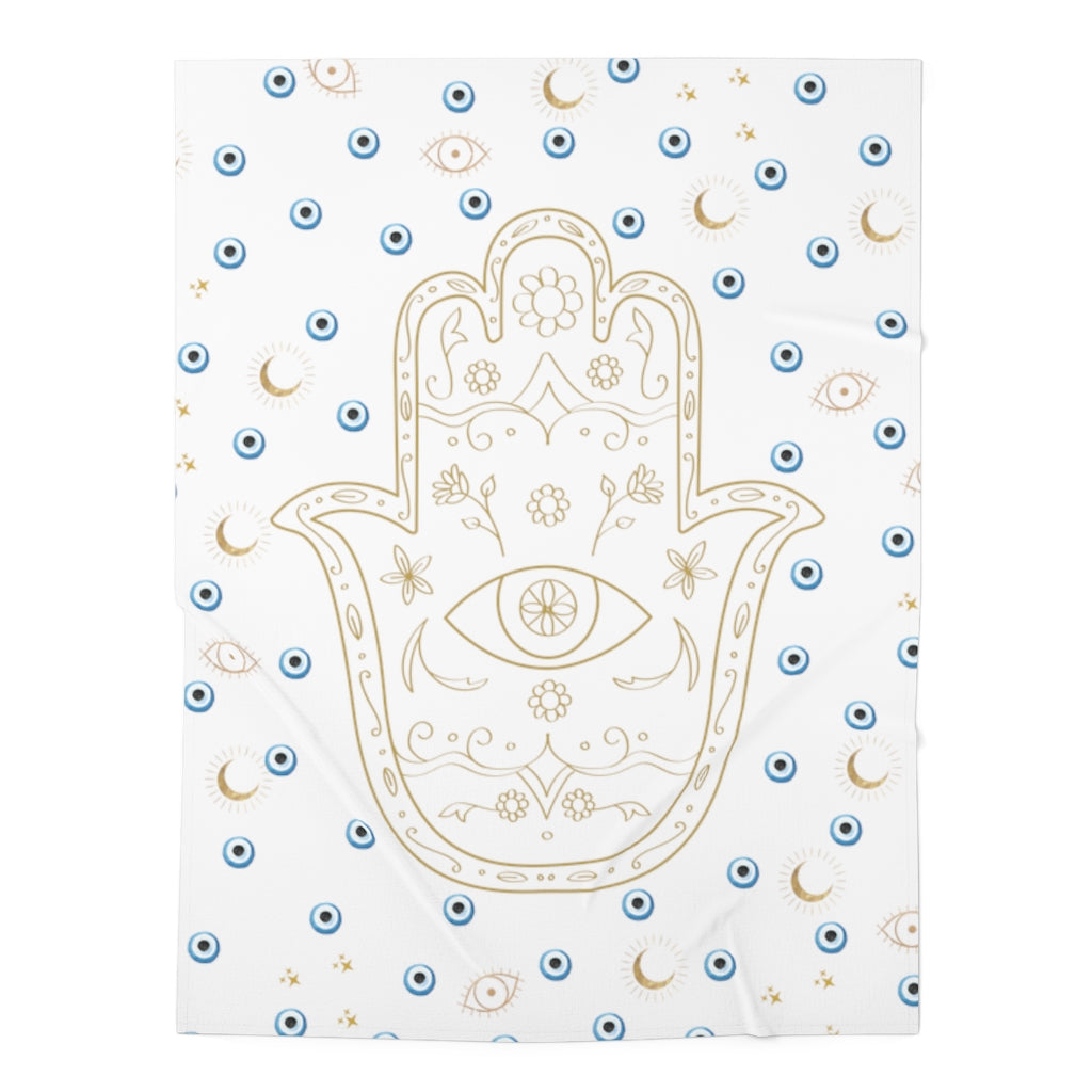 Baby Swaddle Blanket: Watercolor Mati with Gold Hamsa