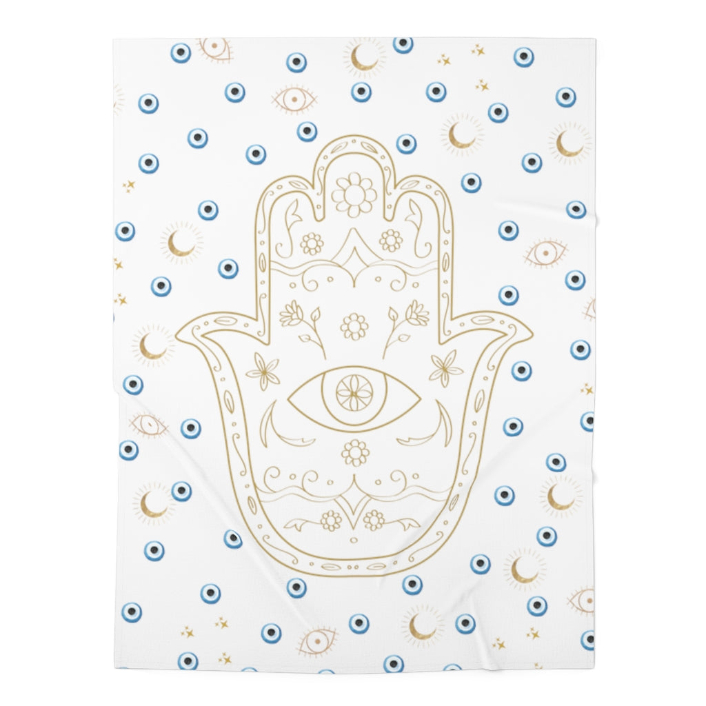 Baby Swaddle Blanket: Watercolor Mati with Gold Hamsa